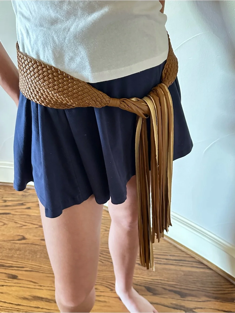 Woven Faux Leather Waist Belt in Cognac🌸